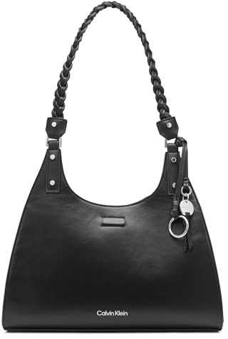 Calvin Klein Damen Satchel Shelly Novelty Umhängetasche, Schwarz/Silber-Mix