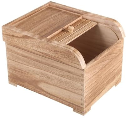 Sharplace Wood Rice Dispenser, Rice Storage Container, Dry Storage Rice Container Box for Grains, Grains, Flour, Beans, Rice, Light Brown