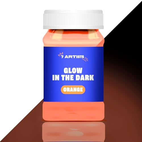 7 Artists Vernice Fluorescente al Buio Arancione 100 ml Vernice Fosforescente | Colori Fluorescenti al Buio | Glow in the Dark Paint | Pittura Fluorescente al Buio | Vernice Fluo