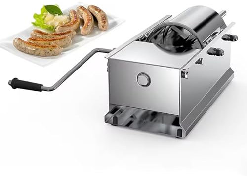 Stainless Steel Horizontal Sausage Stuffer Manual Sausage Maker with 5 Filling Nozzles Commercial Grade Sausage Stuffing Machine for Home and Commercial Use
