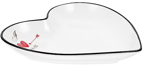 TOGEVAL Plateau Présentation Céramique Créatif Forme De Cœur Pour Rangement Bijoux Et Desserts Assiette Multifonction Élégante Pour Fêtes Et Maison Motif Flèche Rouge