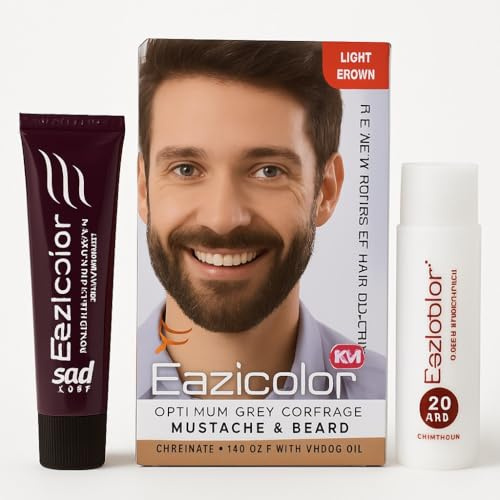 Walee Permanent Mustache & Beard Colour for Men, 35ml (Natural Black/Dark Brown/Medium Brown/Light Brown) (Light Brown, 35ml)