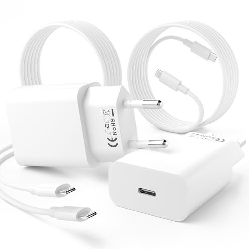2Pack iPhone 17 16 15 Charger, USB C Charger Plug 20W PD with 2M USB C to C Fast Charging Cable for iPhone 17/17 Pro/17 Air/17 Pro Max/16 Pro Max/15 Pro Max/Air 5/Air 4, iPad 10/Mini 6