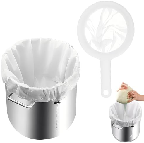 COYUN Filtro de Cocina Reutilizables 66 * 59cm, Colador de Cerveza Malla Fina con Cordón, Colador Tela para Cerveza y Leche Vegetal, Filtro de Tela Yogurt Strainer Ideales