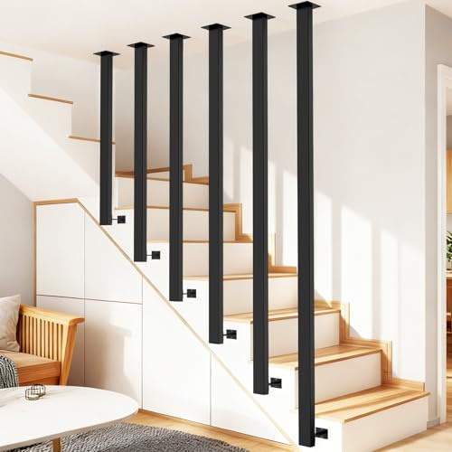 Geländer Treppe Innen, L-förmige, Treppengeländer Innen Seitliche, Geländer Metall, Treppengeländer, Handlauf Treppe Schwarz, Modern für Dachboden, Veranda, Eingang (100cm)