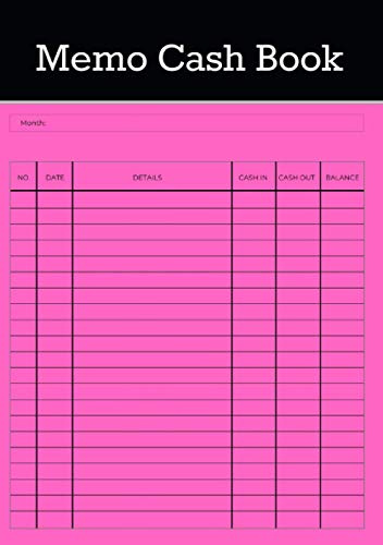 Memo Cash Book: Petty Cash Book. Simple Ledger. Journal for Small Business - A5