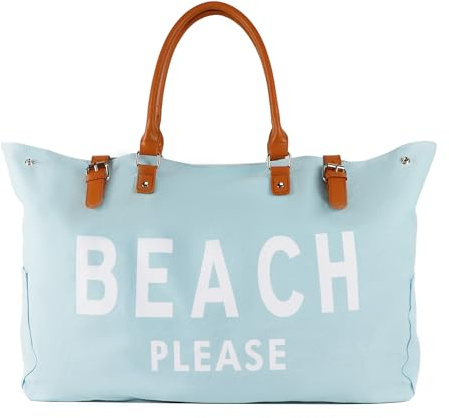 Lamyba Strandtasche für Damen, XXL Familien-Schwimmtasche, wasserdicht und sanddicht, stilvoll, geeignet für Strand, Pool, Fitness und Reisen,Blau