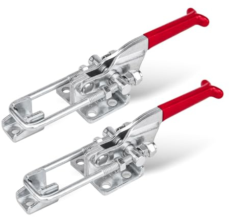 POWERTEC 20307-P2 Heavy Duty Adjustable Latch-Action U Bolt Toggle Clamp 431-700 lbs Holding Capacity, 2 PK