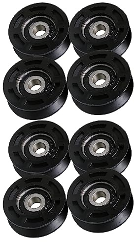 BQLZR Kunststoffbeschichtete Riemenscheibe mit abgedichtetem Lager, 10 mm ID x 50 mm Außendurchmesser, Schwarz, 8 Stück