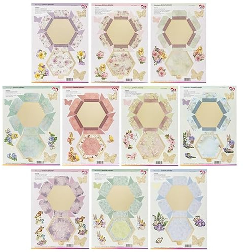 Ideen mit Herz Stanz-Bogen mit Schachtel | Oster-Hase | Häschen-Motiv | Versteck Ostern | Geschenk-Verpackung | DIY | Kreiere Geschenke zu Ostern | Sechseck | DIN A4 | 10 Bogen