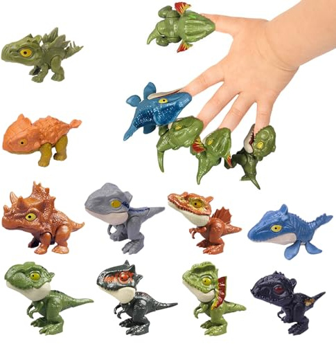 Forhandy Dinosaurio Juguetes 10 Piezas Dino Mordida Dedos Set Pequeñas Figuras de Dinosaurio Interactivo Juguetes de Fiesta Infantil Regalos de Fiesta para Niños