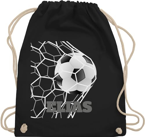 Turnbeutel Rucksack - Fußball - Fußballgeschenk mit Name I Kleine Geschenke für Fußballfans I Coole Fussball Fanartikel Geschenke Fussball Fan - Unisize - Schwarz