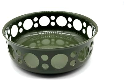 Kimmel Schale Obstschale Brötchenschale Brotkorb Brötchenkorb Obstkorb Servierkörbchen Obstschale Brotschale 20 cm im Durchmesser, aus Kunststoff, Mehrweggeschirr, Farbe oliv
