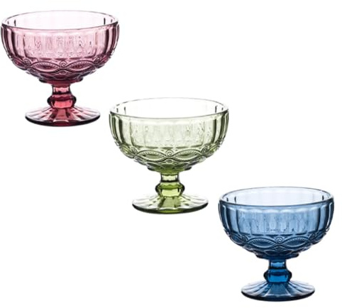 EPIGEIST 3pièces Lot De Bols à Dessert Verre Saladiers Pour Cuisine Bols à Fruits Transparents Et Délicats Récipients à Glace