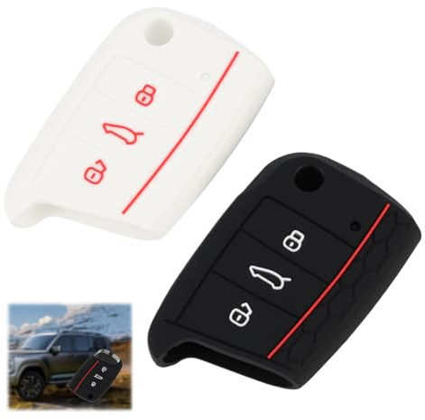 2 Stück Autoschlüssel Hülle Kompatibel Für Für VW Golf 7 Schlüsselhülle Cover 3 Tasten, Silikon Schlüssel Cover in Schwarz Und Weiß, Schützt Vor Kratzern Und Beschädigungen Schlüsselhülle