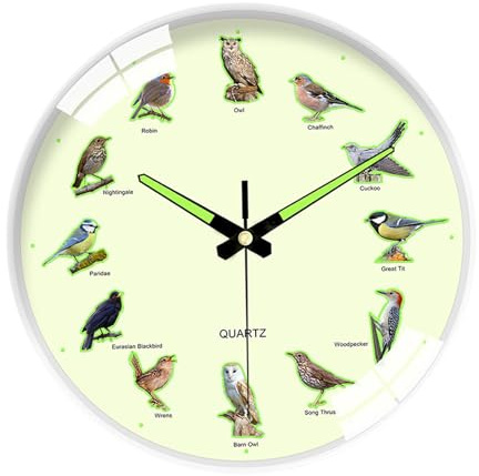 Folpus Orologio da Parete, Accessori, Regali, Senza ticchettio, Leggero, Ornamento, Arte murale per cameretta dei Bambini, Bar, Cucina, Bagno, Aula, Bianco