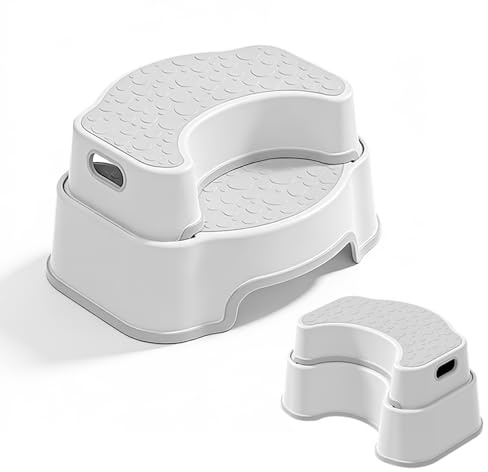Toilettenhocker Erwachsene, Rutschfester Badezimmer-Kindertoilettenhocker, Einfach zu Reinigen Tritthocker Kinder, Hocker Toilette für Kleinkinder, Senioren und Personen (Dunkelgrau)