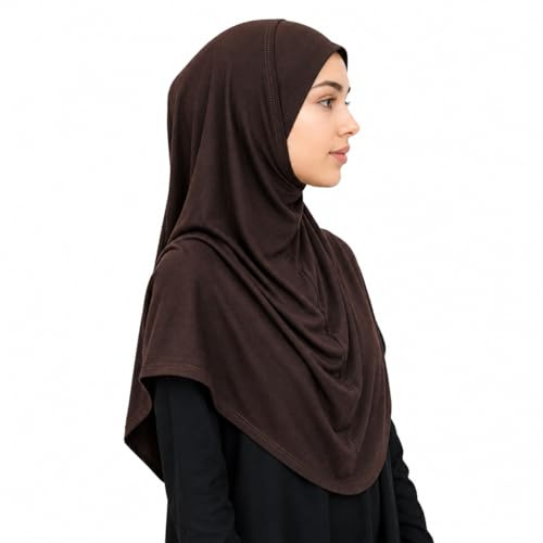 Yaqeen Einteiliger großer Hijab-Baumwoll-Jersey für Damen, sofortiger Amira Khimar Instant-Schal, islamische Salah-Gebetskleidung