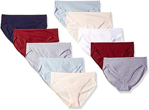 Amazon Essentials Culotte en Coton Taille Haute (Disponible en Grande Taille), Respirant Femme, Lot de 10, Couleurs Tonalités Froides/Teintes Chaudes, 40