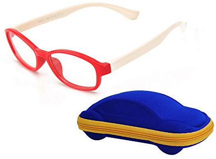 JoXiGo Montures de Lunettes de vue Transparent Mixte Enfants Garçons et Filles (5-12 ans) + Étui à Lunettes, Flexible Cadre en TR Ultra Léger Lentille Claire