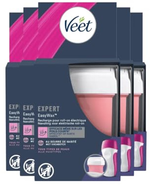 Veet EasyWax - Recharges de Cire Chaude Epilation - Bras & Jambes - Beurre de Karité (5 Recharges 50ml)