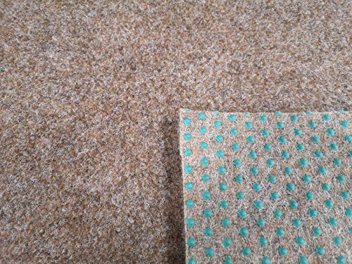 Rasenteppich Kunstrasen Premium hellbraun Velours Weich Meterware, verschiedene Größen, mit Drainage-Noppen, wasserdurchlässig (400x550 cm)