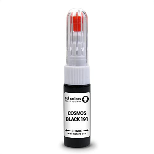 SD COLORS Cosmos Black 191 Kit de réparation de stylo de retouche de peinture 20 ML avec pinceau anti-rayures Code couleur 191 Noir Cosmos