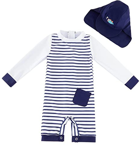 UMELOK Baby Badeanzug mit Sonnenhut UV Schutz Schwimmanzug für Baby Junge