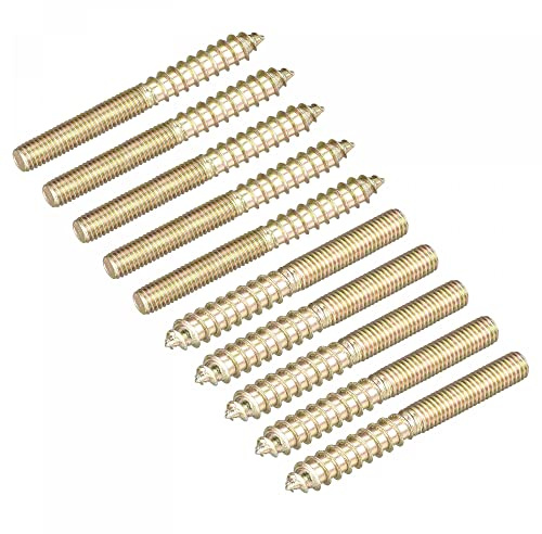 sourcing map M5x50mm Vis Double Filetage Boulon 20pcs Double Extrémité Cheville pour Bois Meuble