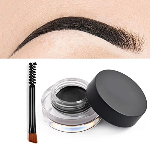 Xzeemo 3g Augenbrauencreme, Augenbrauen Pomade Gel, Brauenfarbe mit Doppelseitiger Bürste für Augenbrauen-Make-Up (Schwarz)