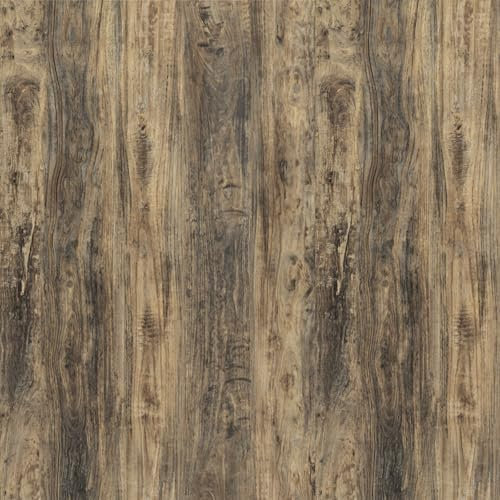 Abyssaly Wood Effect Vinyl Wrap Self Adhesive Wallpaper for Furniture, Dark Oak Wood Effect Sticky Back Plastic Roll, Brown Removable Wallpaper for Kitchen Worktop, Wall, 40cm X 300cm