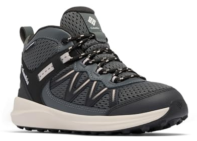 Columbia Youth Unisex Peakfreak Rush Mid Waterproof, Waterproof Mid Rise Trekking and Hiking Boots, Black/Grill, 1