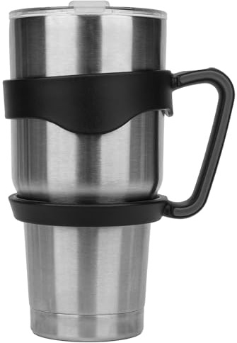Linkidea Tumbler Handle Compatible with 30oz YETI Rambler, Ozark Trail Tumbler, Portable Anti Slip Travel Mug Grip, Black