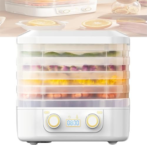 Déshydrateur Alimentaire,Avec 5 Plateaux,Déshydrateur 160W,Minuté De 1 à 48 Heures,Contrôle De La Température De 35 à 75 °c,Convient Aux Fruits, à La Viande Séchée, Sans Ingrédients,White