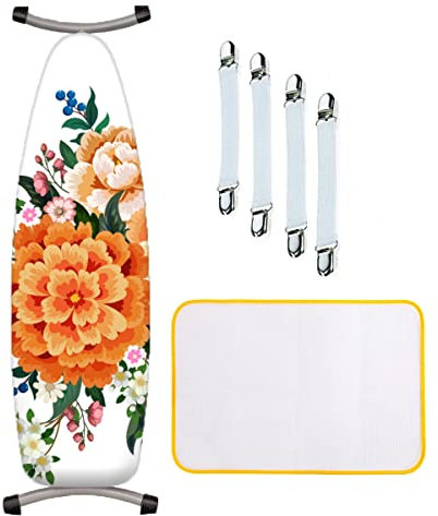 ZJBKX Bügelbrettbezug 150x50cm aus Baumwolle, Bügelauflage Set Enthält 4 Bezugsspanner + 1 Bügeldecke + 1 Bügeltischbezug