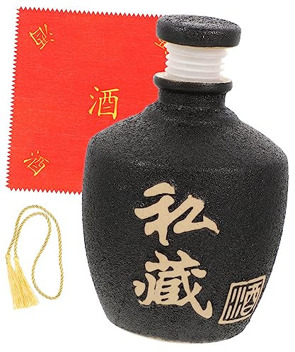 HOLIDYOYO Botella De Licor De Barro 500 Ml Recipiente Vacío De Licor Sellado Cerámica Tradicional Para Uso Doméstico Tela Roja y Borla Amarilla