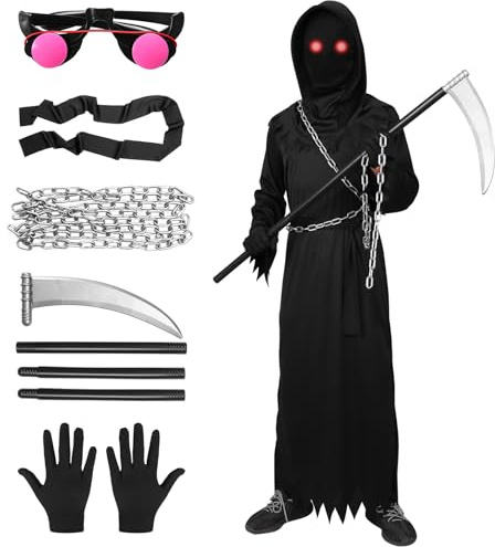 Harsever Costume D'Halloween Pour Enfants Avec Cape Noire Et Faucille (Style B, L)