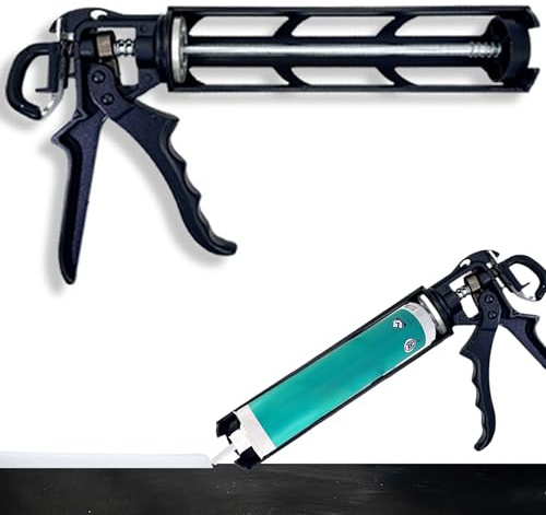 QXLXS Kartuschenpresse, Kartuschenpistole mit gummierten Griffen, Ergonomische Griffhülse Kartuschenpistole, Silikonpistole für Silikon & Klebstoffe, Auspressgerät, Silikonspritze, Schwarz