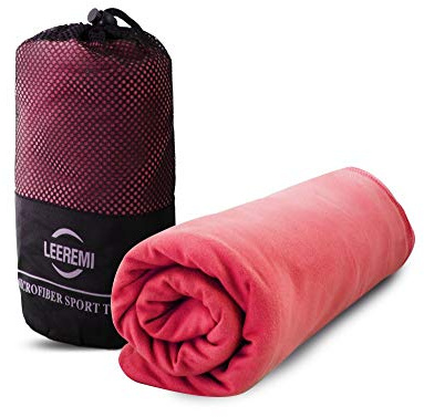 Norstat Leeremi Sporthandtuch aus Mikrofaser mit Tragetasche, 70 x 140 cm, Rosa