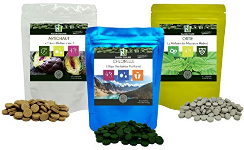 Détox Pack NAKURU | Chlorelle 90 cps | Ortie 90cps | Artichaut 90cps | Analysé et Conditionné en France | Détoxifiez Naturellement votre Organisme !