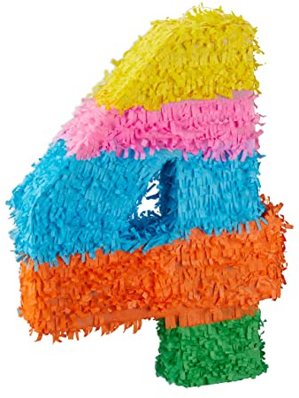 Relaxdays- Pinata Chiffre 4, 10025189_906, Coloré, 4