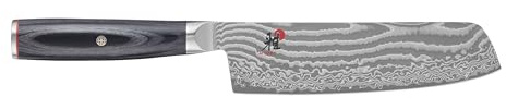 Miyabi Kaizen II Japanese 6.5-inch Nakiri Knife, Vegatable Knife, Black Pakkawood Handle, 48-Layer Flower Damascus Pattern, Handrafted in Seki, Japan