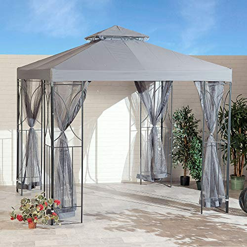 SunTime Polenza 2.5m Outdoor Garden Patio Gazebo Shelter with Mosquito Net Sidewalls