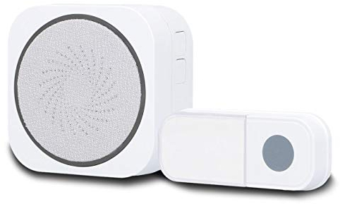 UNITEC Funk-Gong WD10, Türklingel, 38 Melodien, 4 Lautstärkestufen bis 78dB, akustische und optische Klingelanzeige, Weiterleitung, 130 m Reichweite, LED Anzeige, weiß