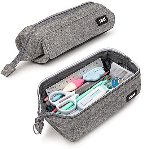 ZIPIT Lenny Federmäppchen, Großes Mäppchen für Schule und Büro, Etui mit breiter Öffnung, Federmappe Grau