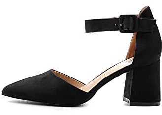 Rio Fiore dampumps, svart/vit/grå/blå/beige/taupe/grön/fuchsia/lila/röd, 7,5 cm blockklack, bekväma pumps med remmar, mjuk mockaimitation/konstläder, rempumps, H1877-A0142, Svart velour, 40 EU smal