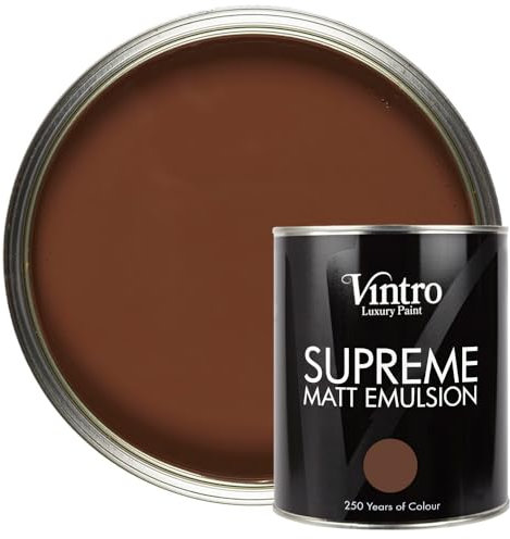 Vintro | Luxury Matt Emulsion | Brown | Smooth Chalky Finish | Multi Surface Paint | for Walls, Ceilings, Wood and Metal | 1L (Dark Brown - Chocolate)