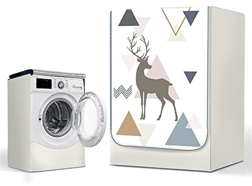 Odot Washer Dustproof Cover Front Load, Washing Machine Dryer Protector Sunscreen Waterproof Tumble Dryer Case Protective Cover for Most Front Loadi (Triangle deer,S)