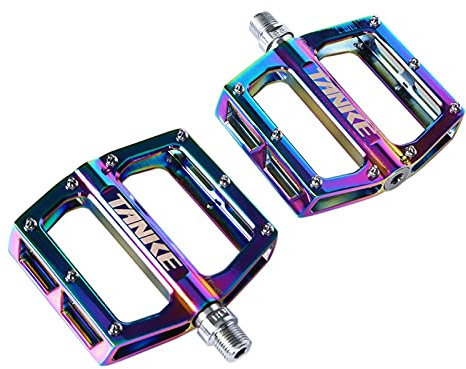 FOUNCY MTB Pedale,Pedale Fahrrad Öl Slick Mountain Bicycle Pedals MTB-Plattform Aluminium Rennradpedale Lager Anti-Silspe-Faltfahrradpedale Fahrradteile (Color : Rainbow)