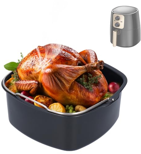 Tissting Kuchenfass Air Fryer Zubehör, Antihaft Backform aus Eisen mit Griffen für Heißluftfritteuse HD9925 HD9860 HD9905, Backblech für Pizza Kuchen und mehr